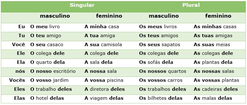 Posesivos Portugues Espanol 1